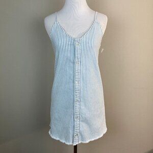 DL 1961 Tank Dress Big Girls Medium Blue White Striped Denim Eilis Button Up NEW